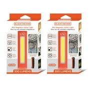 BLACK+DECKER 300 Lumens Battery-Powered Clip-on + Magnetic Mini COB Utility Light (2 Pack)
