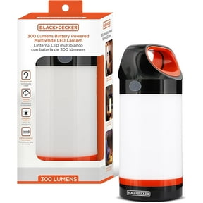 BLACK+DECKER 300LM LED Lantern, Multiwhite 360 Illumination with 5 Light Modes, Frosted Exterior, Folding Hook, up to 12 Hours Runtime, AA Battery Operated, IP65 Waterproof for Camping, Hiking, DIY