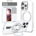 thumbnail image 1 of BLACK+DECKER 360°Spin Magnetic Stand for iPhone 16 Pro Case, Compatible with MagSafe Protective Stylish for iPhone 16 Pro Case for Women, Ostand Kickstand Rotatable, Lanyard, Extra Buttons, White, 1 of 10