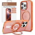 thumbnail image 1 of BLACK+DECKER 360°Spin Magnetic Stand for iPhone 16 Pro Max Case, Compatible with MagSafe Protective Stylish for iPhone16 ProMax Case, Ostand Kickstand Rotatable, Lanyard, Extra Buttons, Coral, 1 of 10