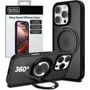BLACK+DECKER 360°Spin Magnetic Stand for iPhone 16 Pro Max Case, Compatible with MagSafe Protective Stylish for iPhone16 ProMax Case, Ostand Kickstand Rotatable, Lanyard, Extra Buttons, Black
