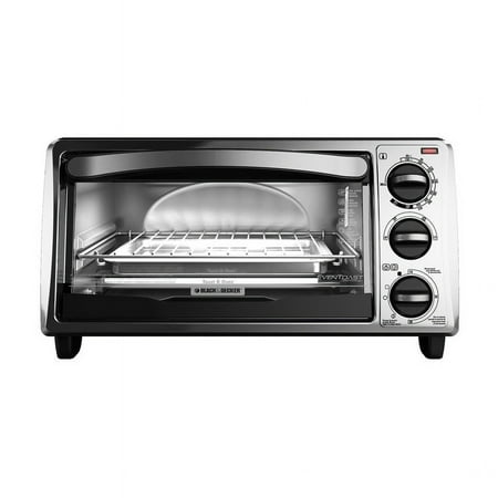 BLACK DECKER 4-Slice Convection Oven, Stainless Steel, Curved Interior fits a 9 inch Pizza, TO1313SBD