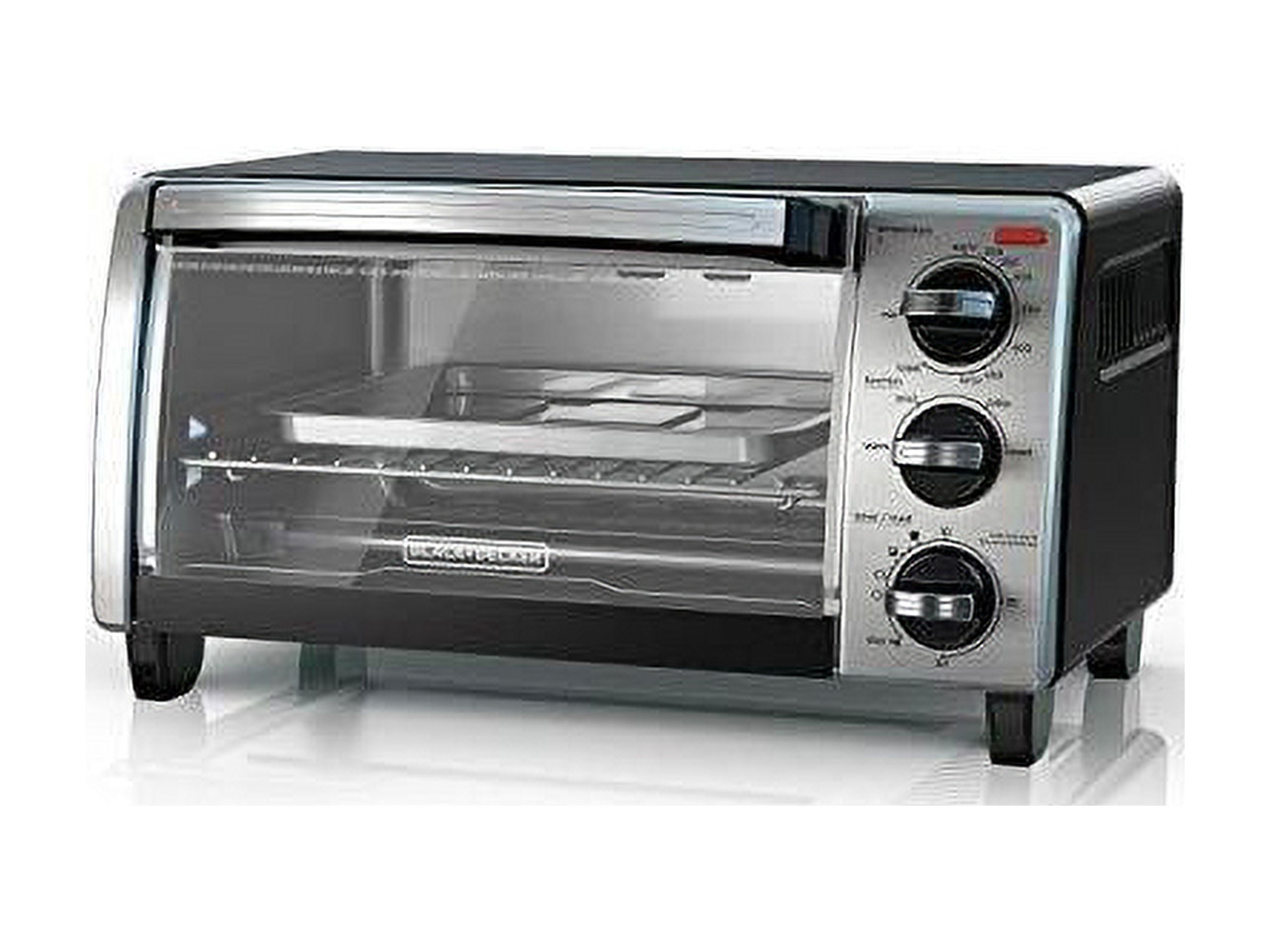 Black+Decker Natural Convection 4-Slice Toaster Oven with Even Toast  Technology & 4 Cooking Functions Including Bake, Broil, Toast & Keep Warm,  with