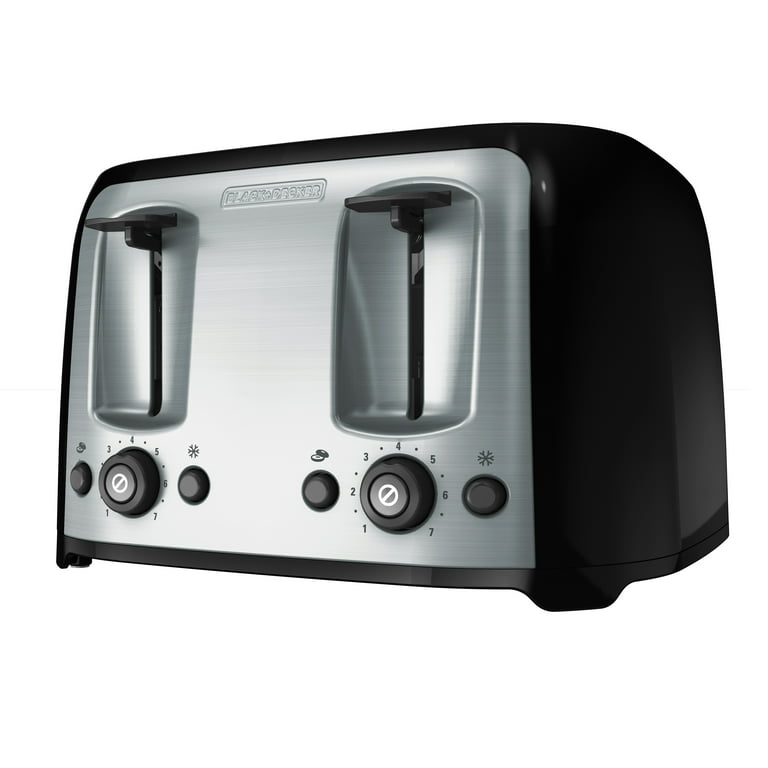 BLACK+DECKER 4-Slice Black Extra-Wide Slot Toaster with Browning