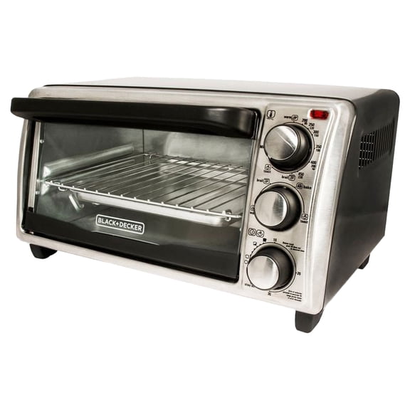 Open Box BLACK+DECKER 450 W 4-Slices Black Steel Toaster Oven