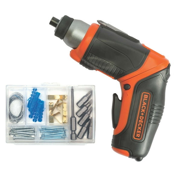 BLACK+DECKER 4V Max Cordless Screwdriver With Picture-Hanging Kit, (BDCS40BI)