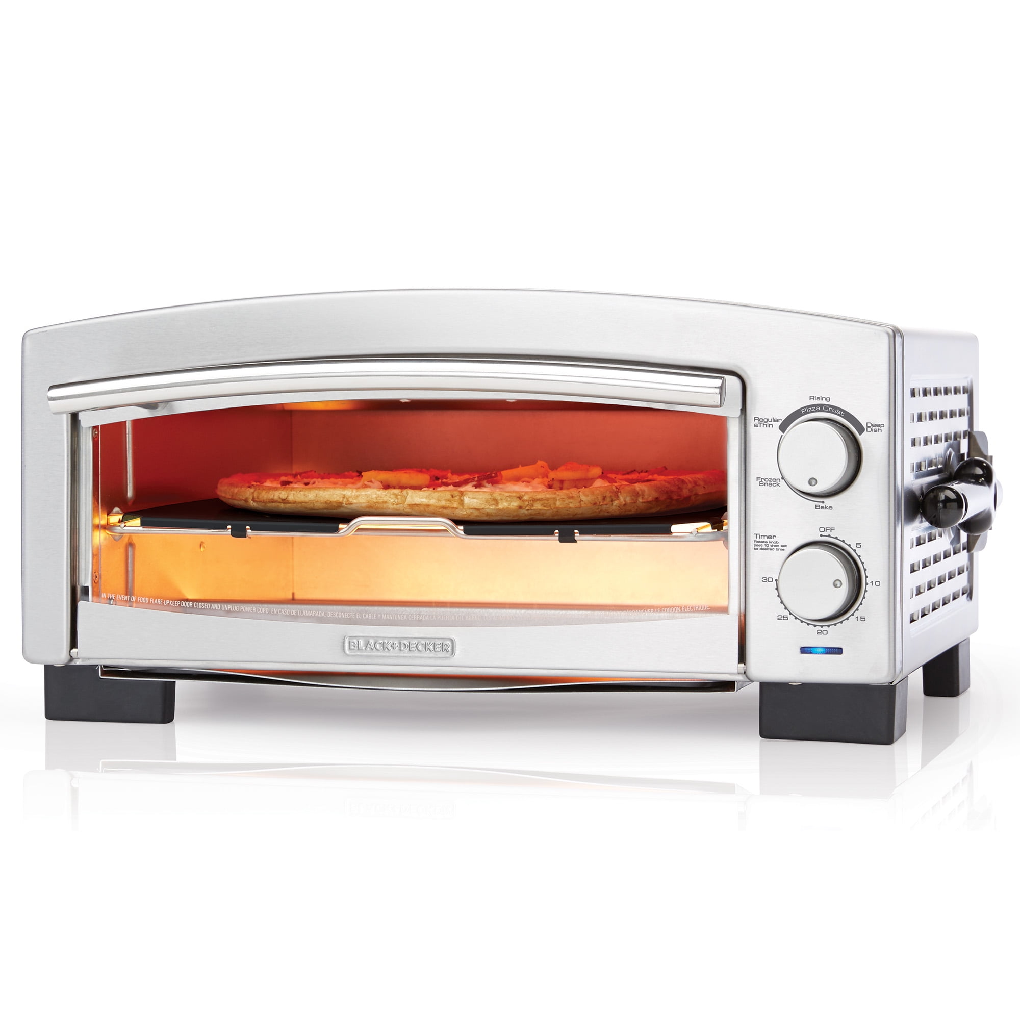 BLACK+DECKER 5-Minute Pizza Oven and Snack Maker, Stainless Steel, P300S