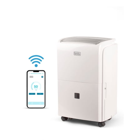 BLACK+DECKER 50 pt 4500 Sq Ft Whole House Dehumidifier in White - Energy Efficient, Built-in Pump