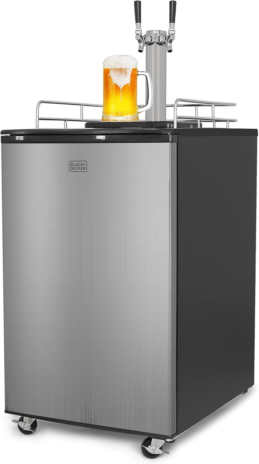 BLACK+DECKER 6.1 cu. ft. Dual Tap Freestanding Kegerator with Adjustable Temperature
