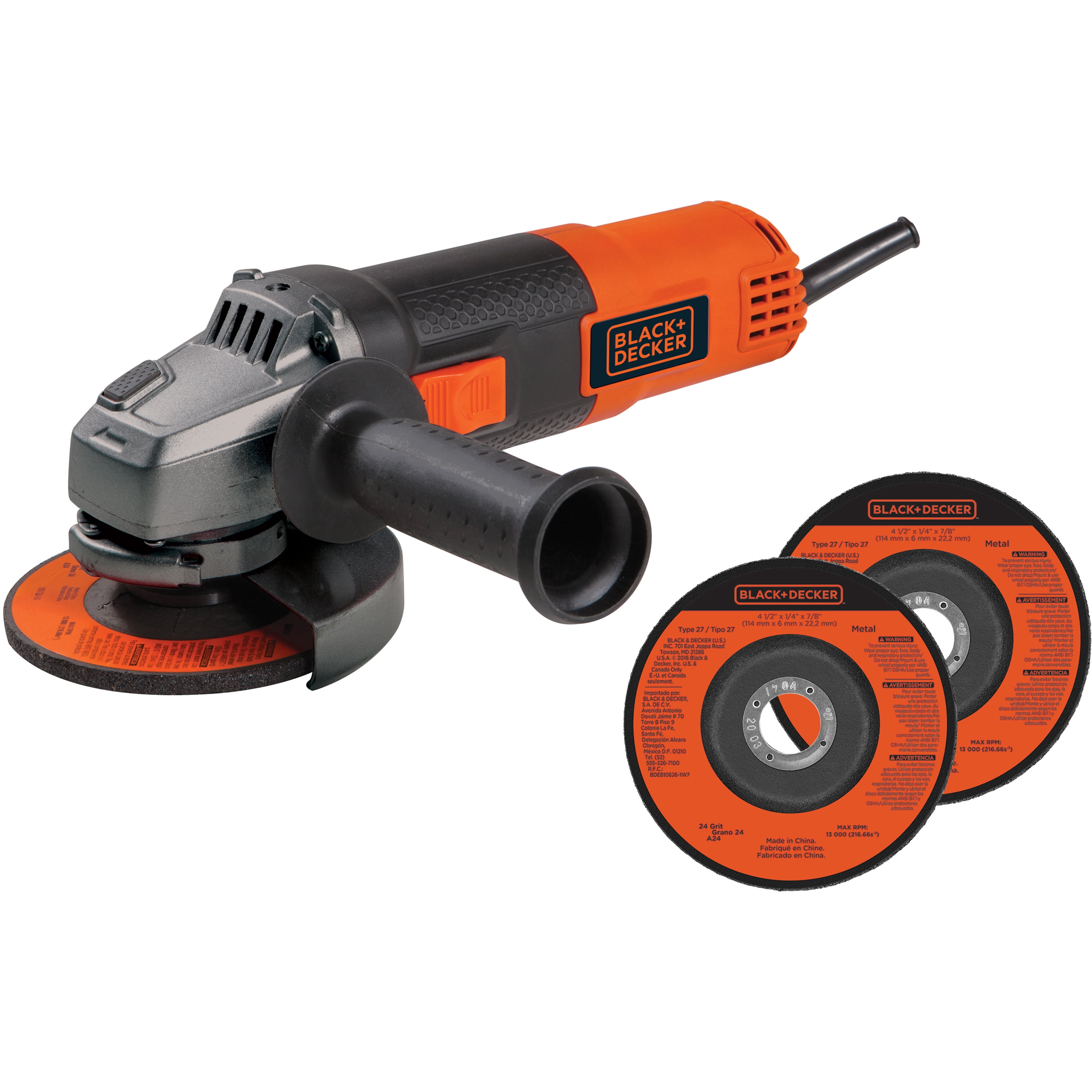 BLACK DECKER 6 Amp 4 1 2 Inch Angle Grinder With Bonus Discs