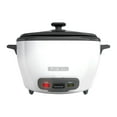 thumbnail image 1 of Black+Decker 6-Cup Cooked, 3-Cup Uncooked Rice Cooker, w/ Steaming Basket & Removable Non-Stick Bowl, One-Touch, White, 1 of 15