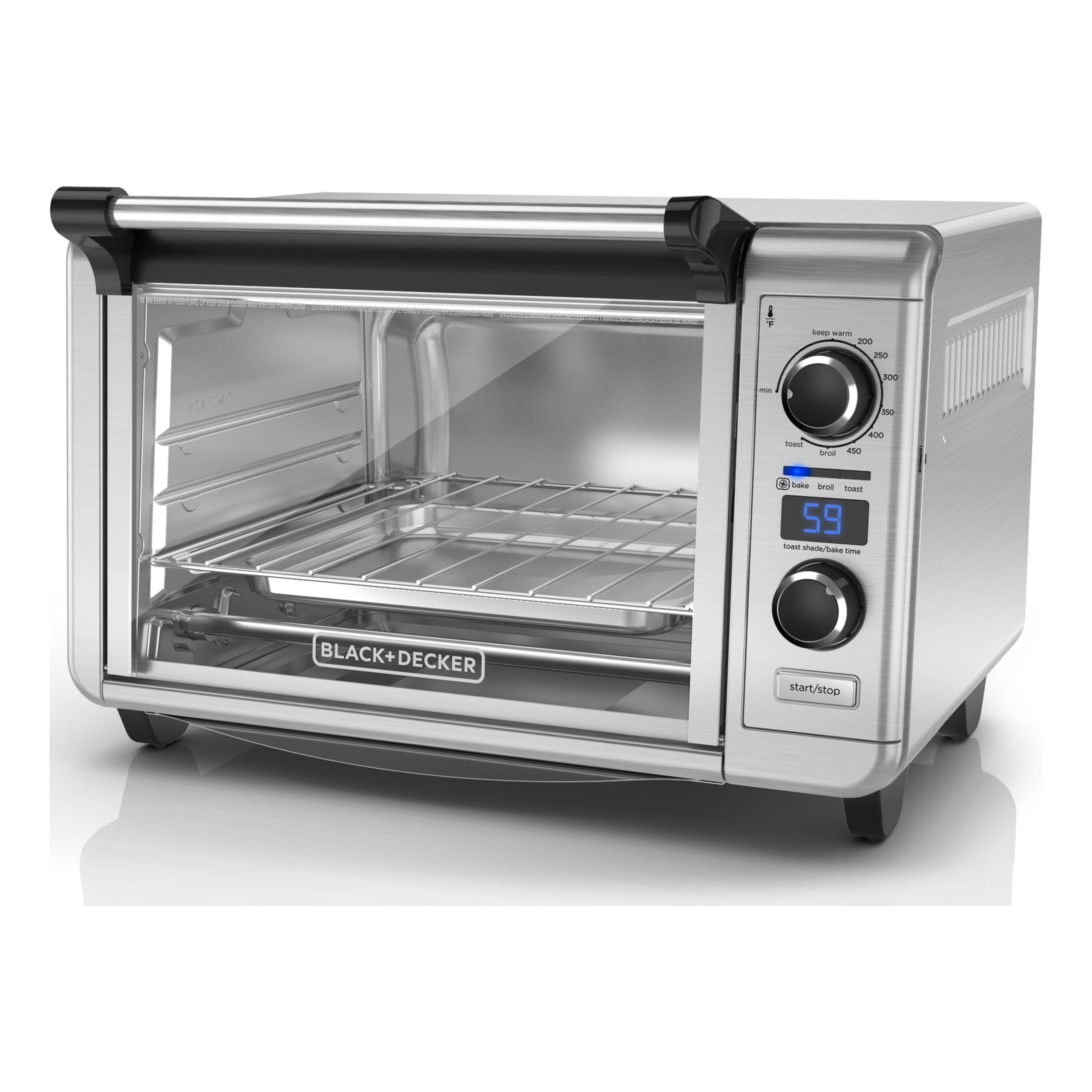 BLACK+DECKER 6-Slice Digital Convection Countertop Oven, Toaster Oven,  Stainless Steel, TOD3300SS 