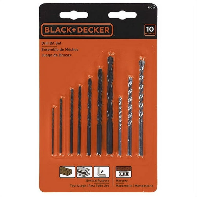 BLACK+DECKER 71-717 10pc Black Oxide & Masonry Drill Bit Set