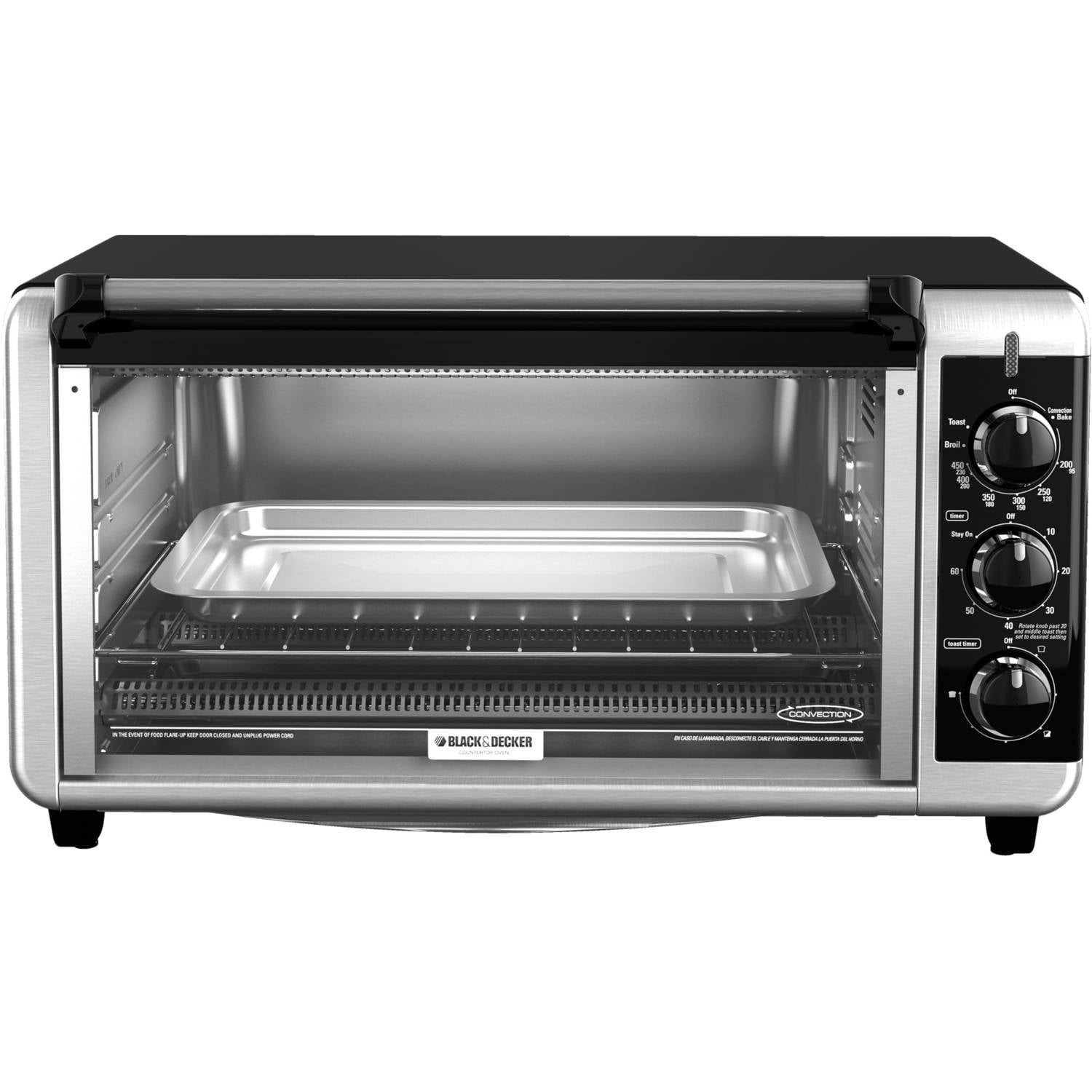 BLACK+DECKER 8Slice ExtraWide Stainless Steel/Black Convection