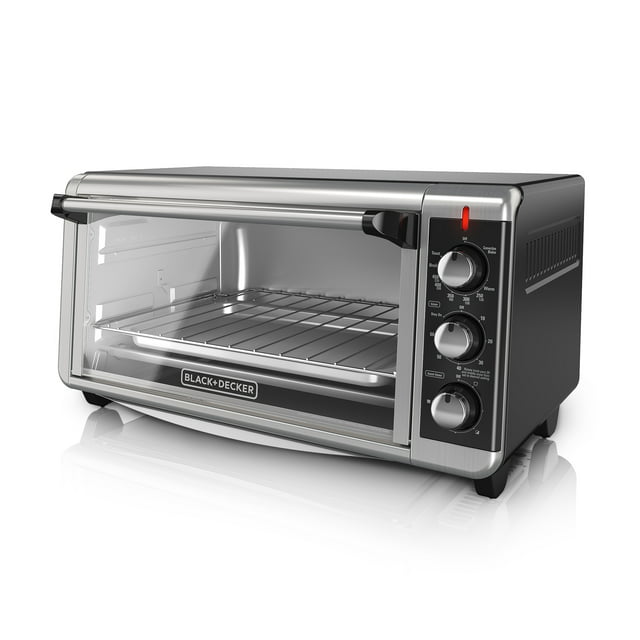 BLACK+DECKER 8-Slice Extra-Wide Stainless Steel/Black Convection Countertop Toaster Oven, Stainless Steel, TO3250XSB
