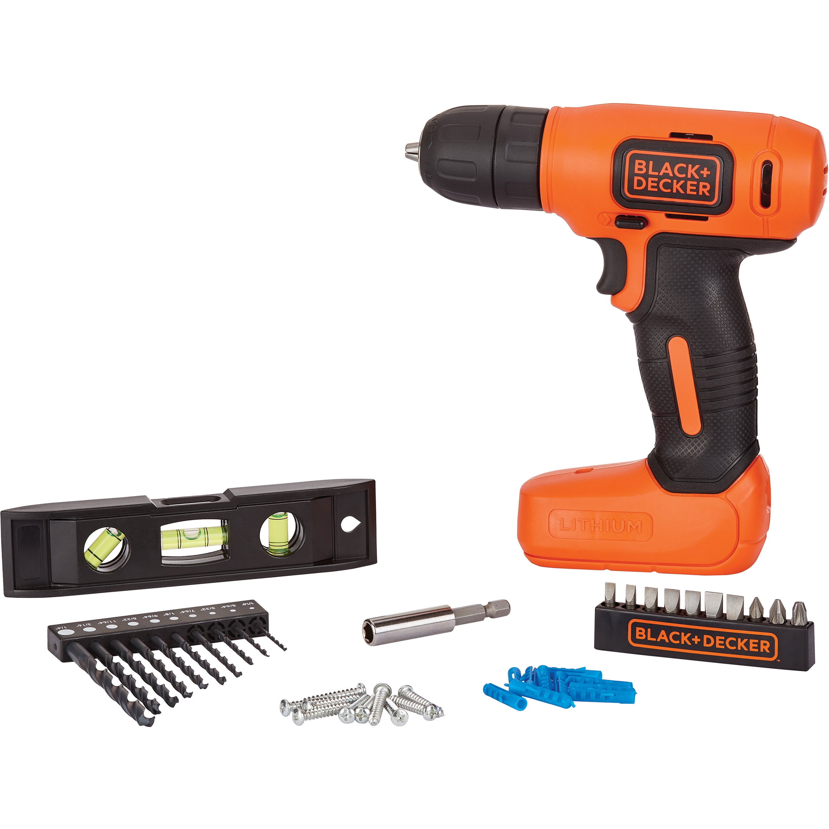 BLACK+DECKER 8V MAX* Cordless Drill + 43 Pc. Home Decor Project Kit, (BDCD8HDPK)