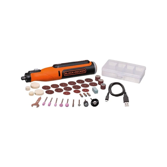 BLACK+DECKER 8V MAX* Rotary Tool With Accessory Kit, Versatile, Cordless, 35-Piece, (BCRT8K35APB)