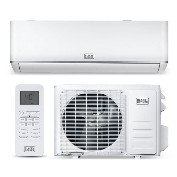 BLACK+DECKER 9,000 BTU Smart Mini Split Air Conditioner with Heat, Inverter Compressor, Wi-Fi, Voice Control, ENERGY STAR, 24 SEER2, 4-in-1 AC Unit, App Available, Remote, 115V, BSA0915TC, White