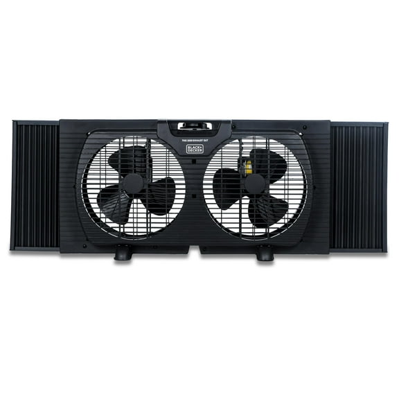 BLACK+DECKER 9" Dual Window Fan for Window Screen with 2 Speed Settings, Twin Window Fan with Mechanical Controls and Removable Legs, Horizontal Cooling Fan for Window