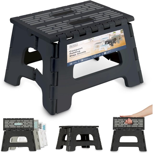BLACK+DECKER 9” Folding Step Stool with Carry Handle NonSlip