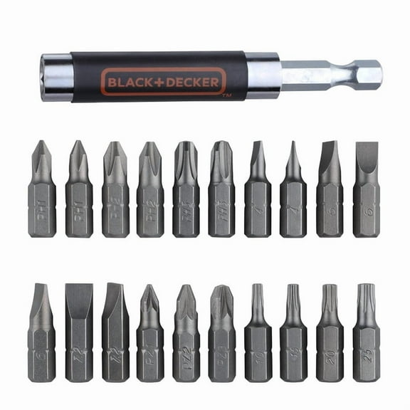 BLACK+DECKER A7074 20-Piece Screwdriver Bit Set with Magnetic Drive Guide & Bit Holder for Home, DIY & Professional Use, 6 Month Warranty, ORANGE & BLACK