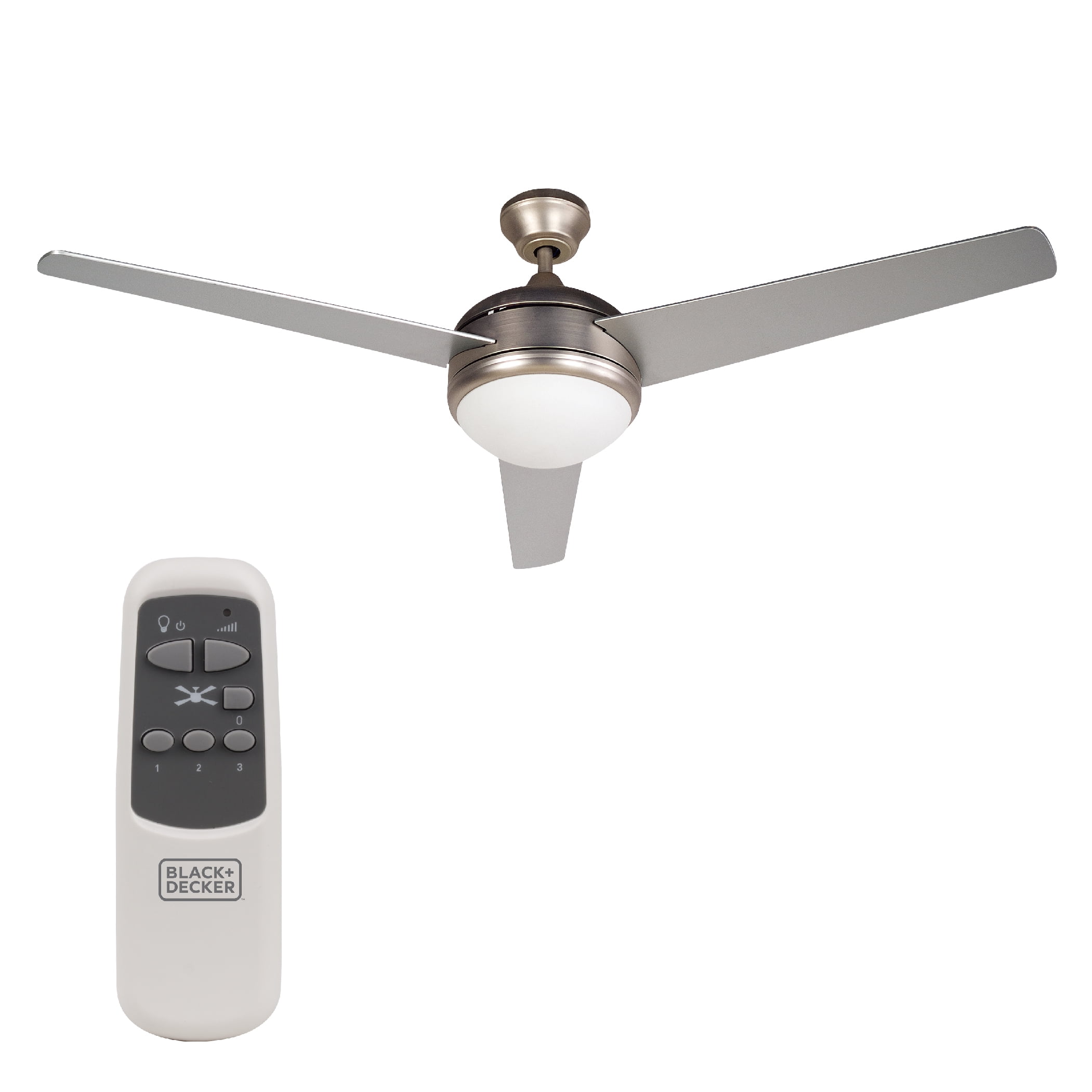 52-Inch Brushed Nickel Ceiling Fan with Light and Remote