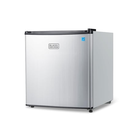 BLACK+DECKER BCRK17V Compact Refrigerator Energy Star Single Door Mini Fridge with Freezer, 1.7 cu. ft., Silver