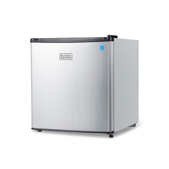 BLACK+DECKER BCRK17V Compact Refrigerator Energy Star Single Door Mini Fridge with Freezer, 1.7 cu. ft., Silver