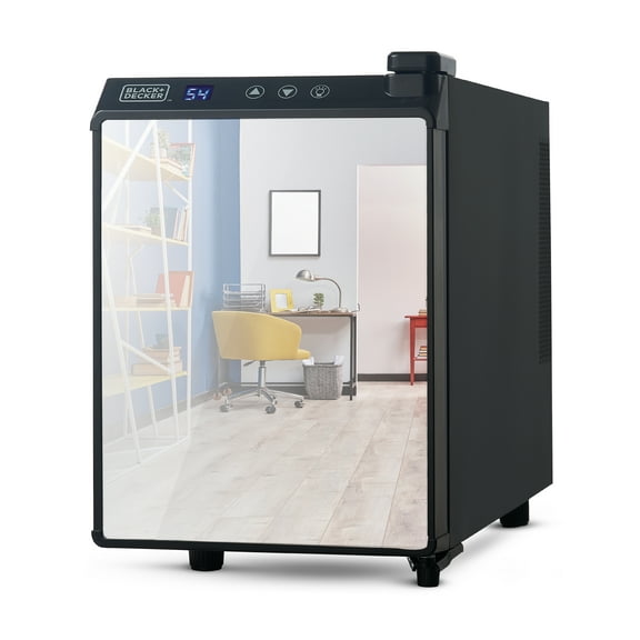 BLACK+DECKER BD60316 Thermoelectric 6-Bottle Wine Cellar, Mirrored Glass Door with Black Trim