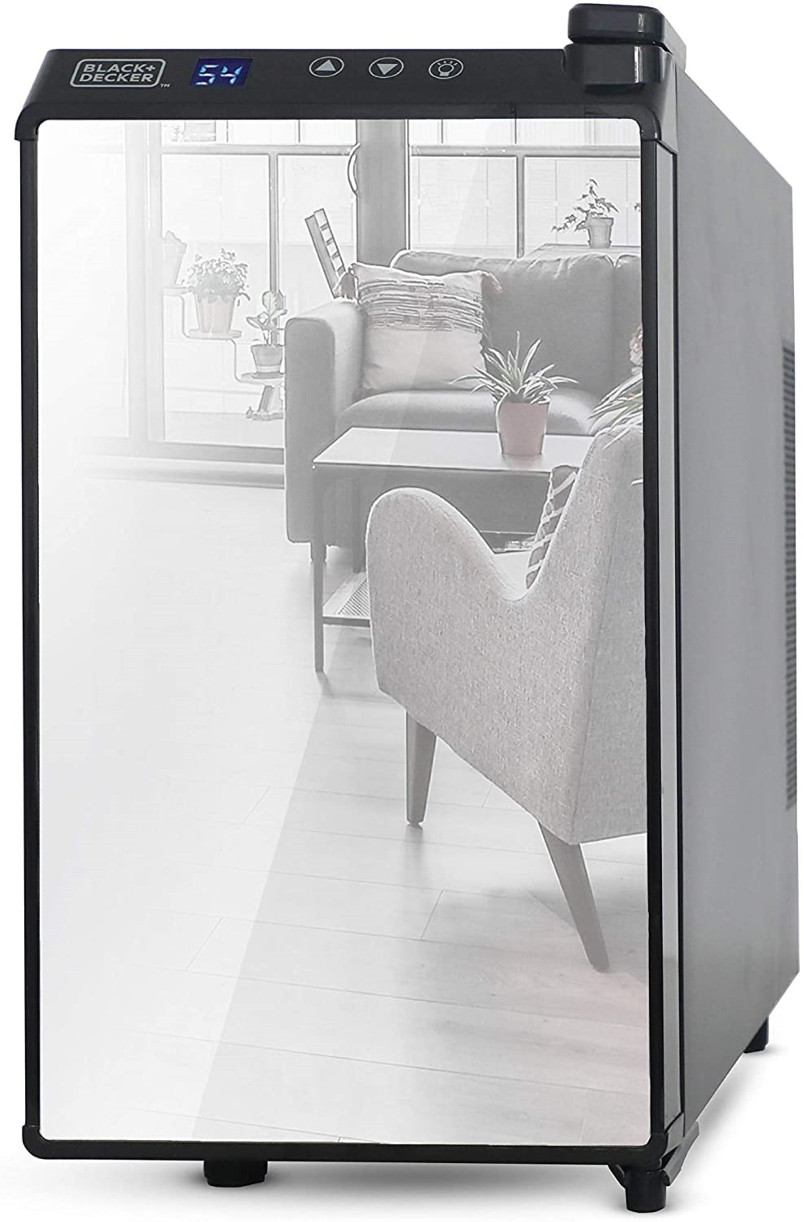 Black Thermoelectric 8-Bottle Wine Cooler with Mirrored Door