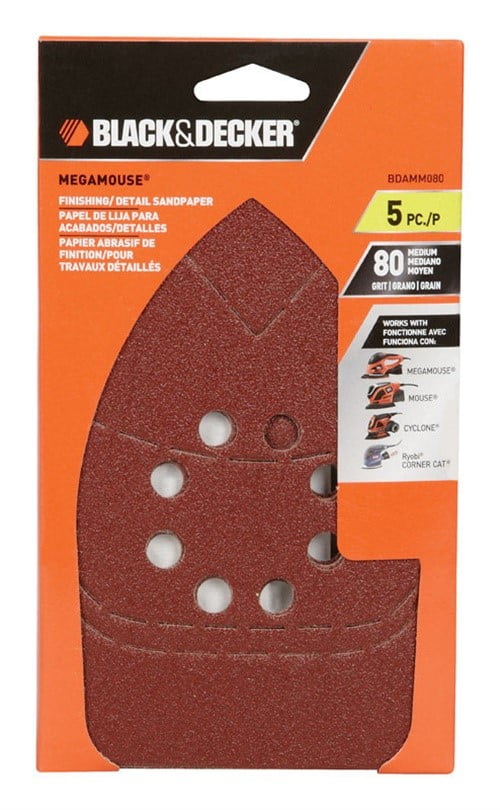 DeWalt BDAMM080 Mega Mouse Sander Sandpaper, 80Grit, 4 x 6 In., 5Pk
