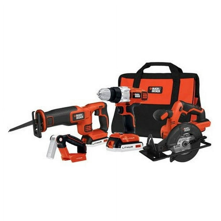 Black + Decker 20v Max Li-ion 4 Tool Cordless Combo Kit, Drills & Drivers, Patio, Garden & Garage