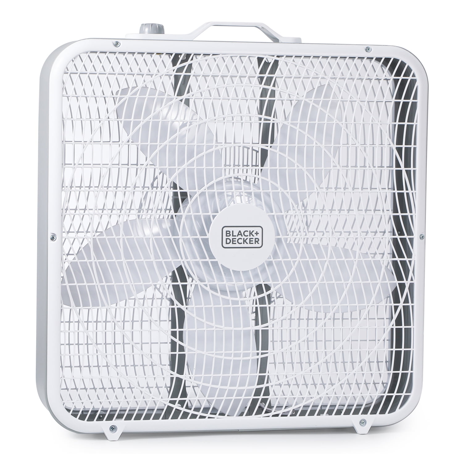 BLACK+DECKER BFB20SW 20-In. 3-Speed Portable Box Fan with Carrying Handle and Recessed Cord Storage, White