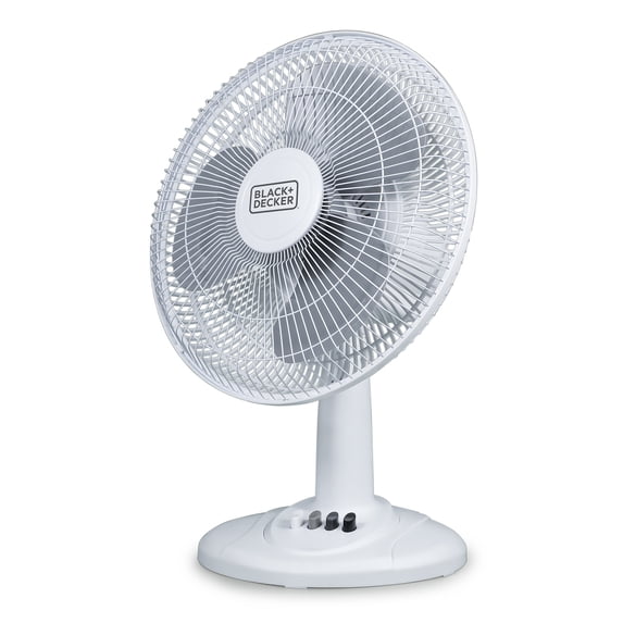 BLACK+DECKER BFDT12SW 12-In. 3-Speed Oscillating Portable Table Fan, White, BFDT12SW