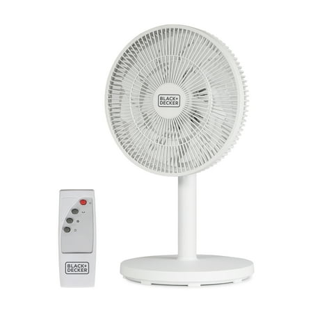 BLACK+DECKER BFDTD12VW 12-In. 3-Speed Oscillating Portable Dual-Blade Table Fan with Remote, White