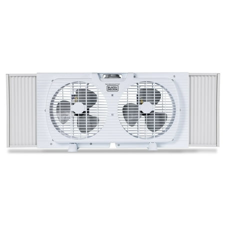 BLACK+DECKER BFW9M 9-In. 2-Speed Twin Window Fan with Adjustable Side Panels, White, BFW9M