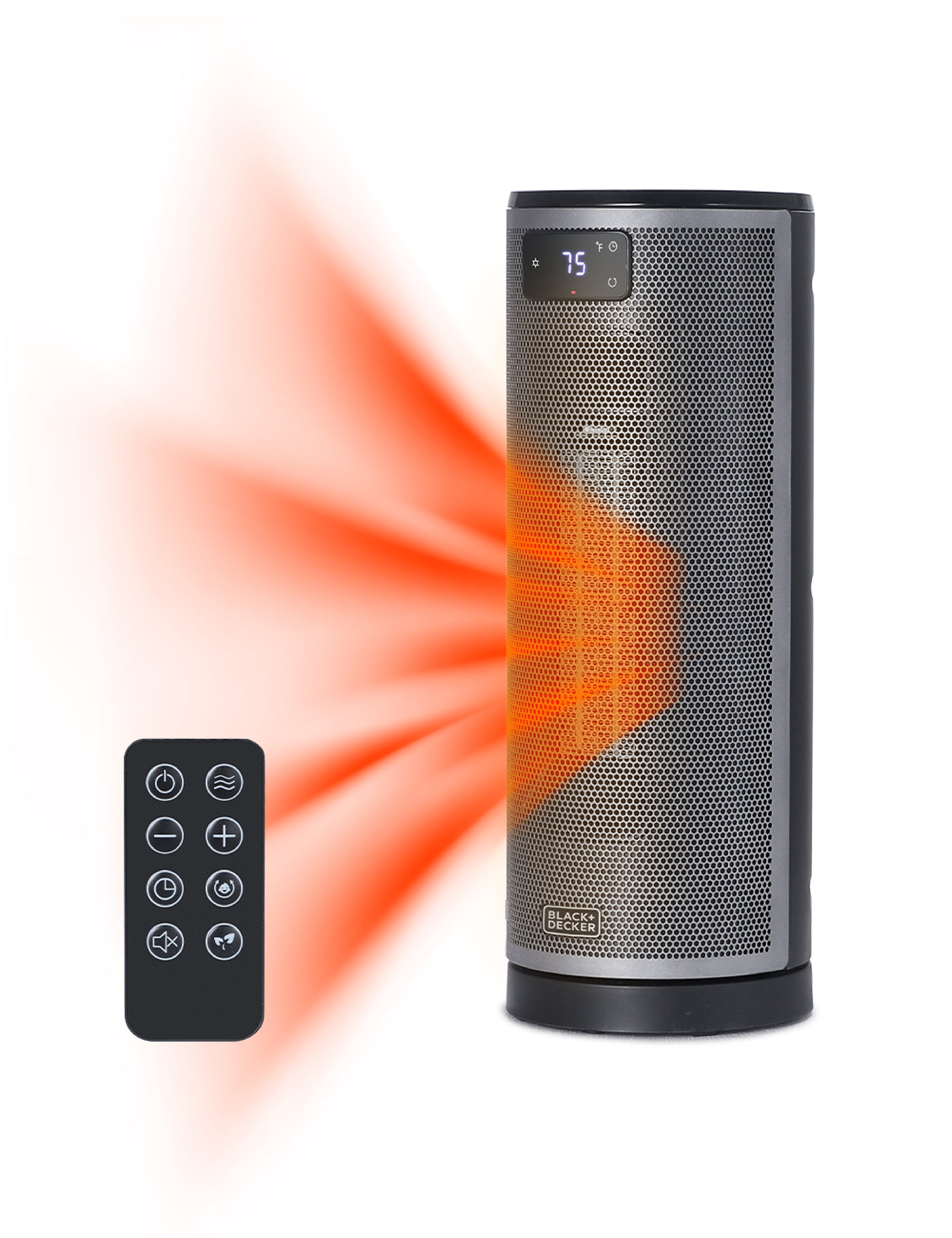 Black Ceramic Electric Tower Heater with Thermostat and Remote