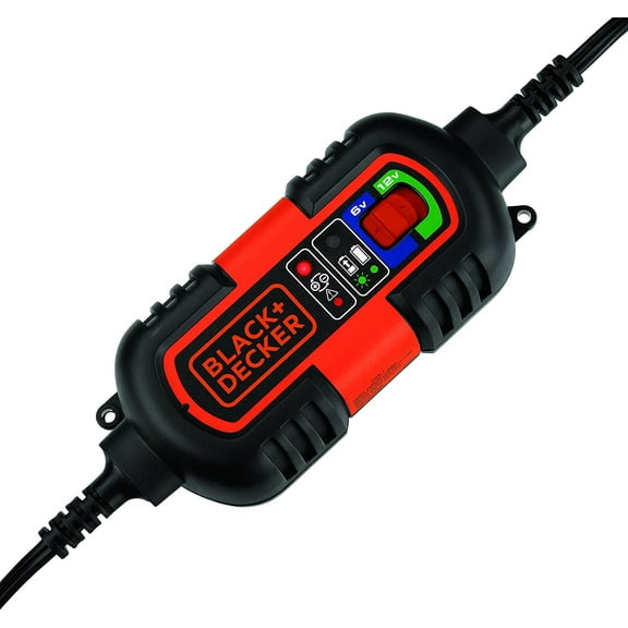 BLACK+DECKER BM3B Fully Automatic 6V/12V Battery Charger/Maintainer with Cable Clamps - 1.5 Amp, Multi