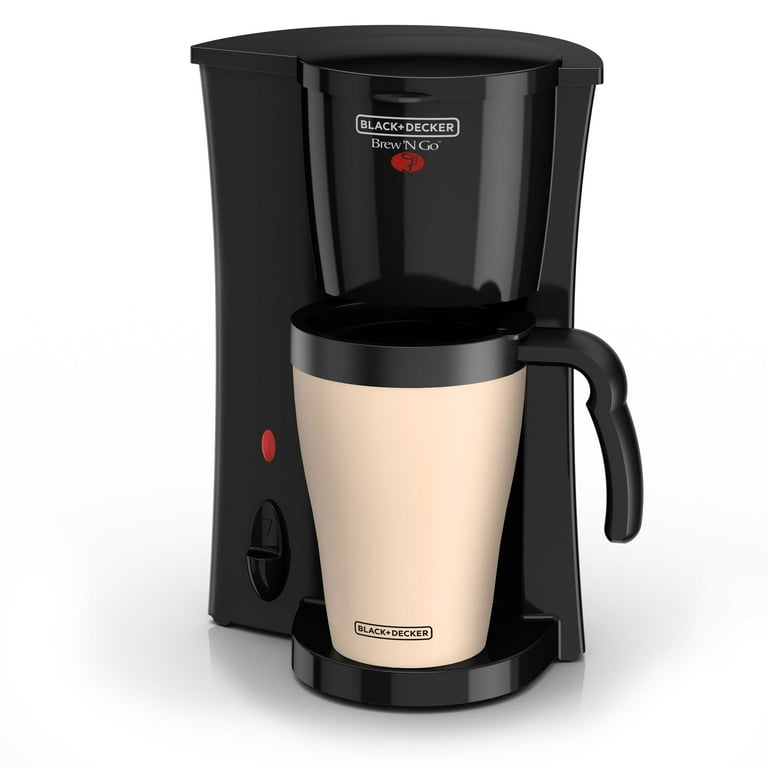 BLACK+DECKER Brew 'n Go Personal Coffeemaker with Travel Mug, Black/White,  DCM18 