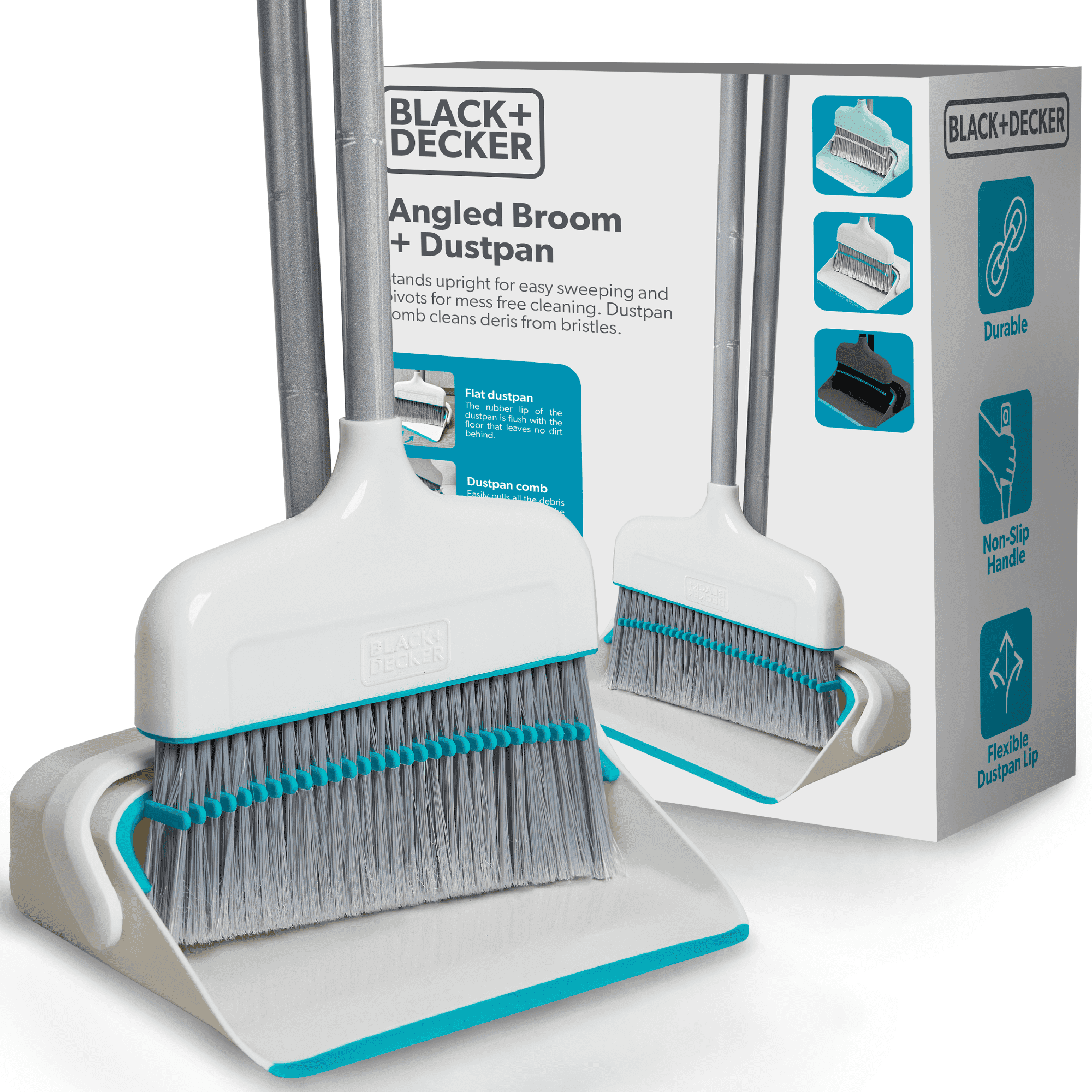 BLACK+DECKER Broom and Dustpan Combo Set w/ Short Handle