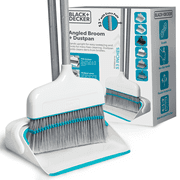 BLACK+DECKER Broom and Dustpan Combo Set w/ Short Handle Lightweight Broom Dustpan Set Apartment Essentials, White