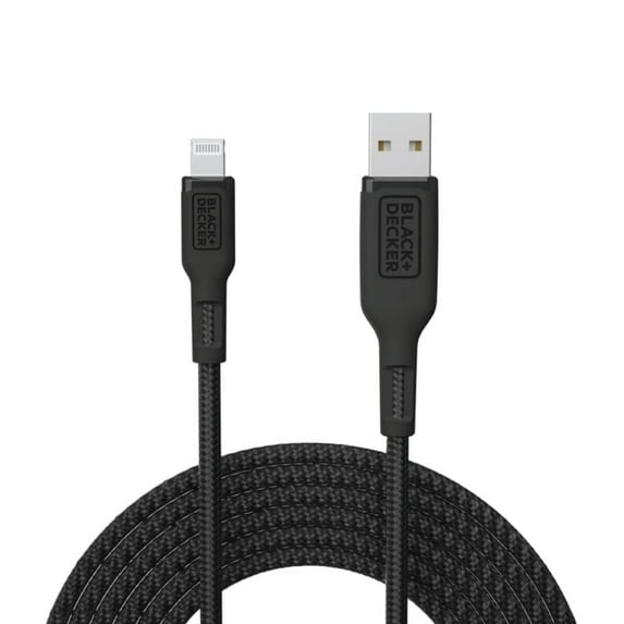 BLACK+DECKER Cable for iPhone, Apple Compatible Fast USB Cable, iPhone Compatible Charger Cord, Multiple Color + Length Options, 9ft