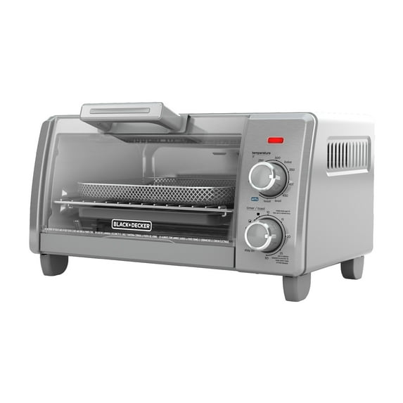 BLACK+DECKER Crisp ‘N Bake Air Fry 4-Slice Toaster Oven, Silver & Black, Fits 9 Inch Pizza, .35 Cubic Feet