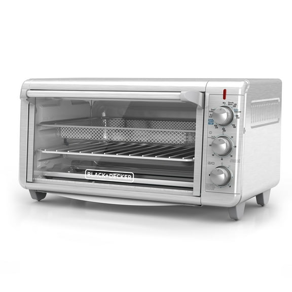 BLACK+DECKER Crisp 'N Bake Air Fry Toaster Oven, 8-Slice, 5 Cooking Functions, 60 Minute Timer, Stainless Steel