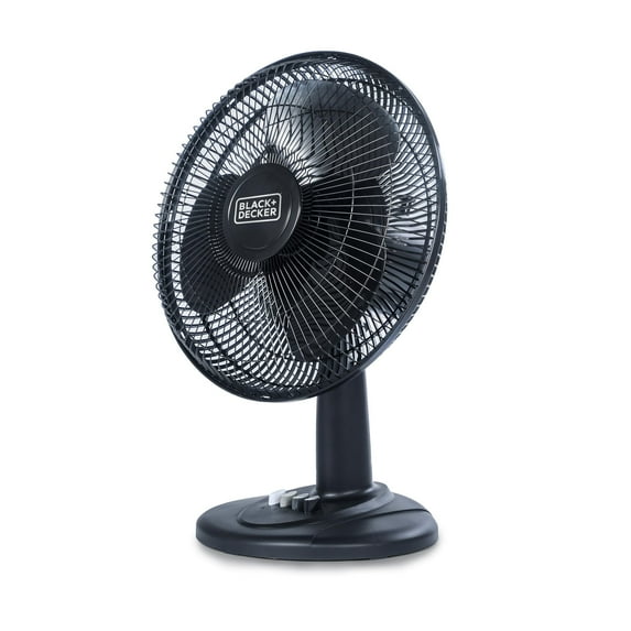 BLACK+DECKER Desk Fan for Home and Office, 12" Fan with 3 Speed Settings, Oscillating Portable Fan for Office Desk, Table Top and Kitchen Table with Adjustable Tilt, White