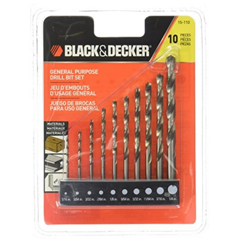 BLACK DECKER Drill Bit Set General Purpose 10 Piece 15 110 Walmart