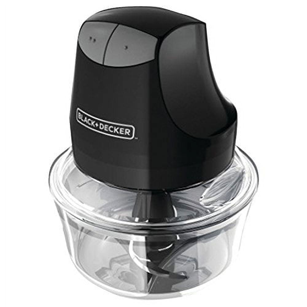 BLACK+DECKER EHC3002B Glass Bowl Chopper (Contains Two 4-Cup Bowls and Lids plus Chopper), Black