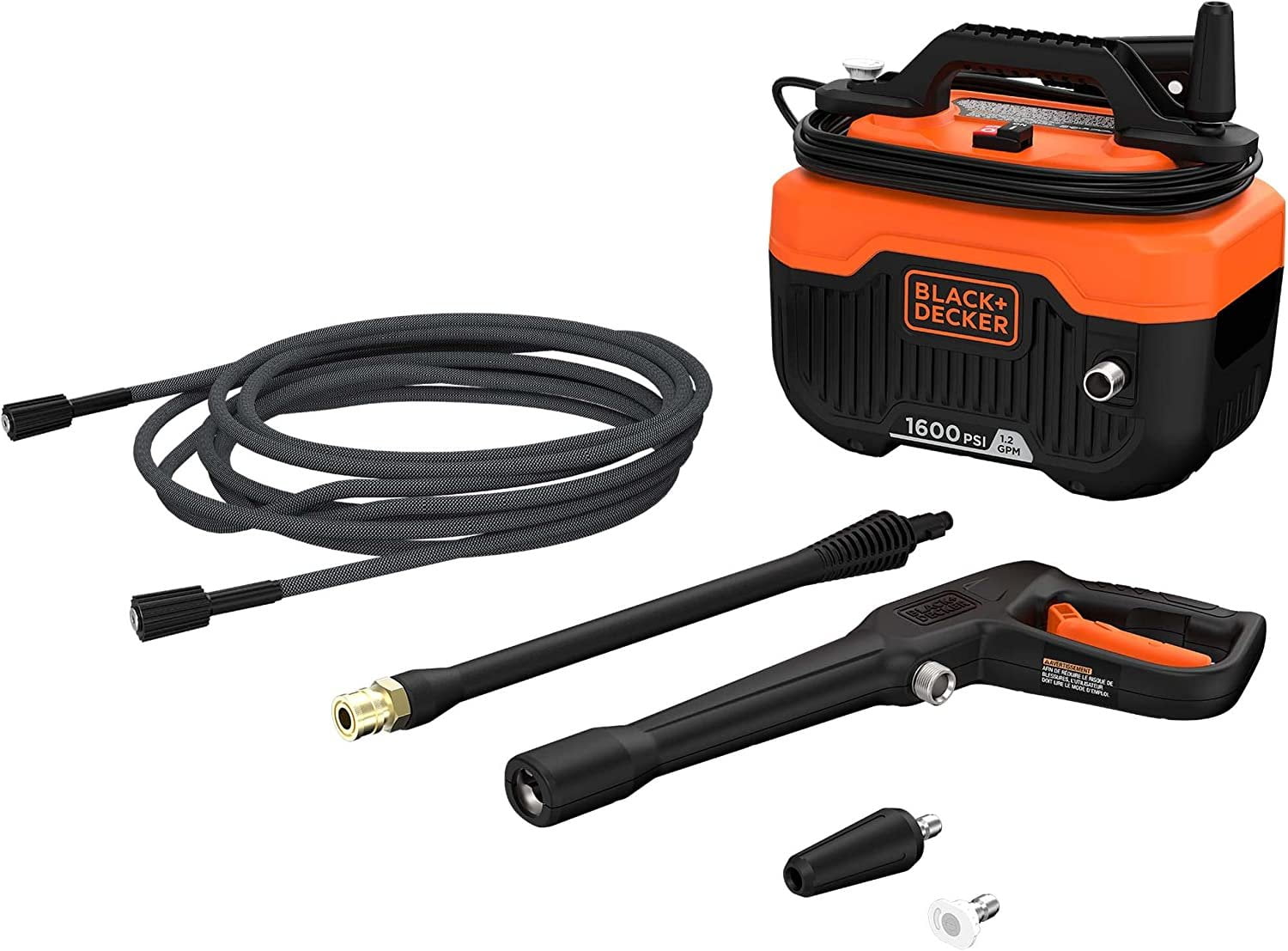 Black and Orange Electric Cold Water Pressure Washer with Rubber Hose