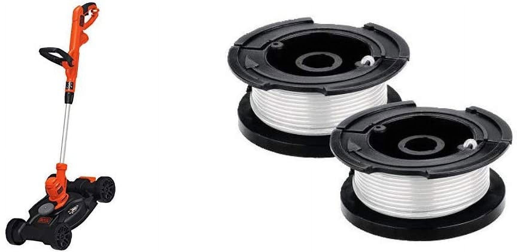 BLACK+DECKER Electric Lawn Mower with Trimmer Line Replacement Spool,  Autofeed 30 ft, 0.065-Inch, 2-Pack (BESTA512CM & AF100-2) 
