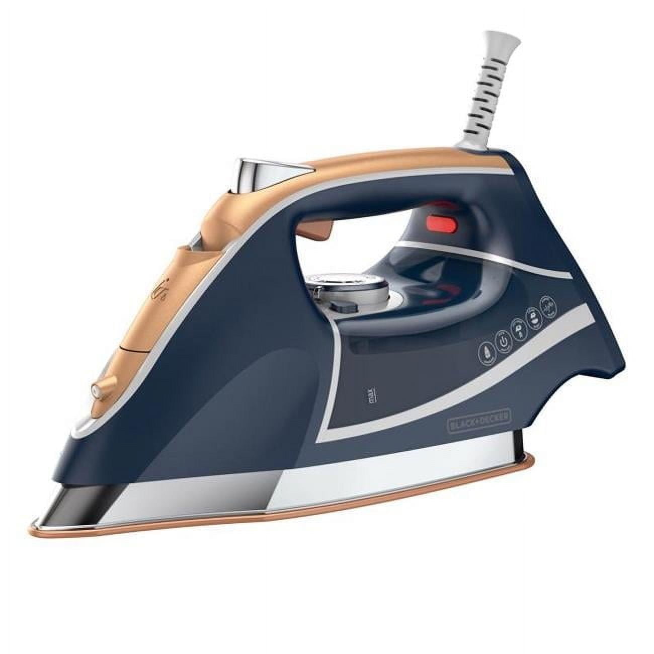 Black and Silver Diamond-Infused Steam Iron with 10 ft Cord